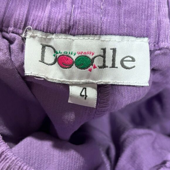 Lolly Wolly Doodle Micro Cord Corduroy Triple Ruffle Purple & Green Pants Size 4 - Picture 3 of 5